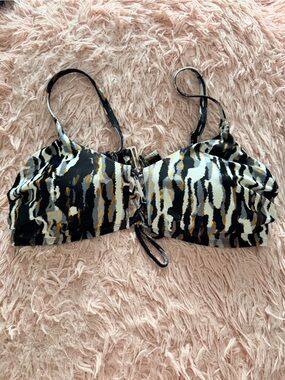 Swimsuits For All Black White and Gold Animal Print Bikini Top